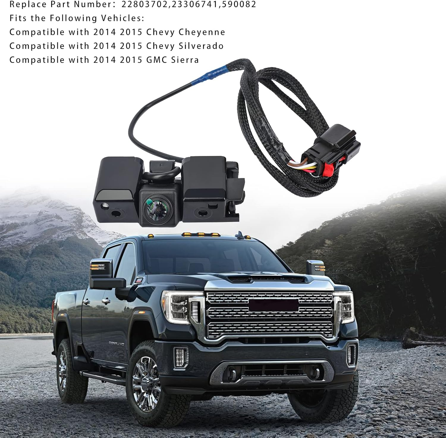 Rear View Backup Camera Replacement for 2014 2015 Chevy Silverado Cheyenne GMC Sierra 1500 2500 HD 3500 HD Replaces# 22803702 23306741 image number 5