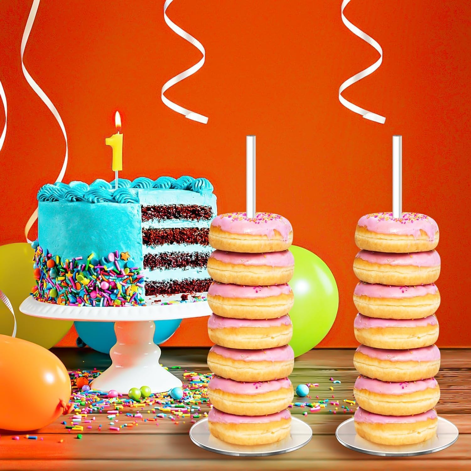 THJOPOKEEL 6 Pack Acrylic Donut Stand, Acrylic Bagel Stand, Clear Doughnut Holder, Donut Display Stand for Dessert Table, Bagel Display Tower for Birthday, Wedding, Baby Shower, Christmas, Party image number 3