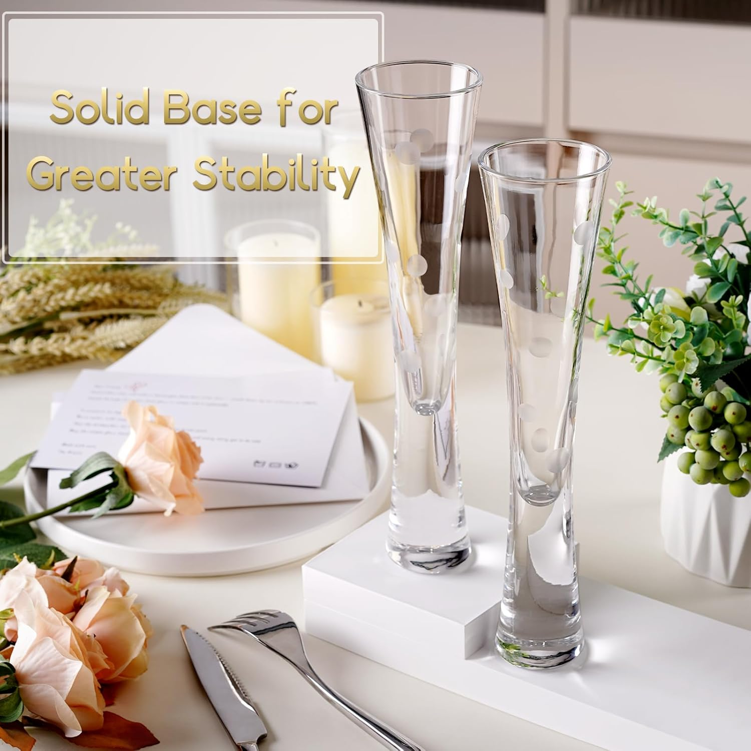 Karadrova 2X145Ml Champagne Flutes, Prosecco Glasses, Handmade, Clear Crystal Champagne Liqueur Glasses, Prosecco Flute for Wedding Anniversary (Foam) - Klar image number 5