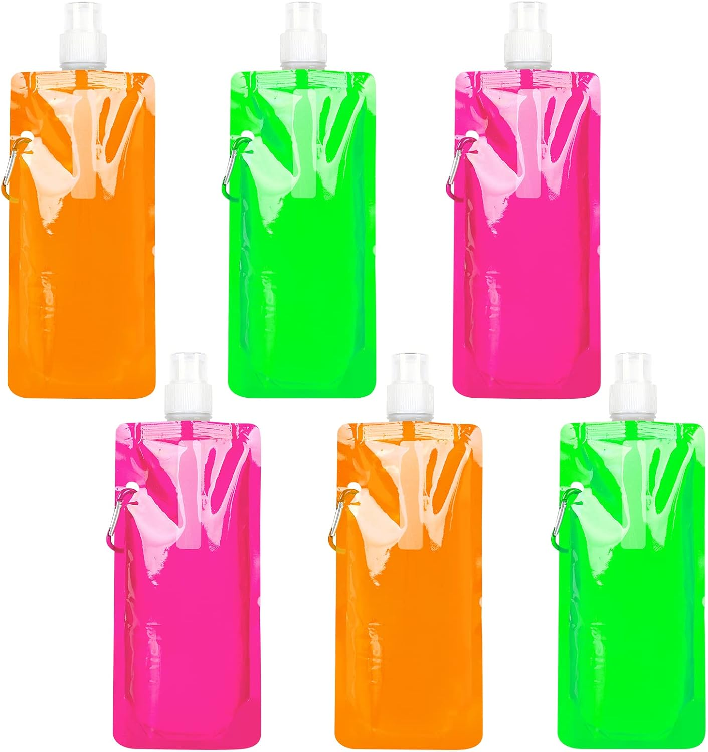 GLAITC Foldable Water Bottle,6 Colors Collapsible Water Bottle Reusable Drinking Water Bottle Plastic Water Bag Reusable Drinking Water Bags with Clip for Outdoor Indoor Sports,Biking,Hiking,Travel image number 1