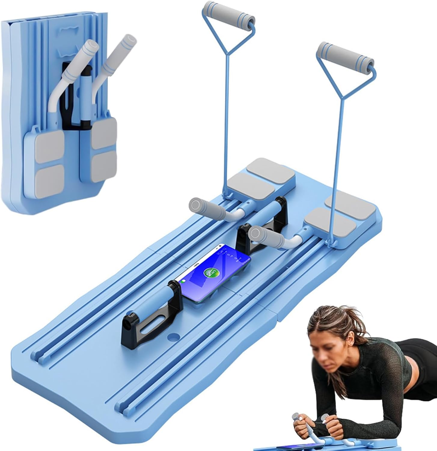 Pilates Board, Pilates Reformer Set, 5 in 1 Pilates Sliding Board for Home, Multi-Functional Foldable Pilates Reformer Board, Automatic Rebound Pilates Equipment for Adults, Men, Women image number 6