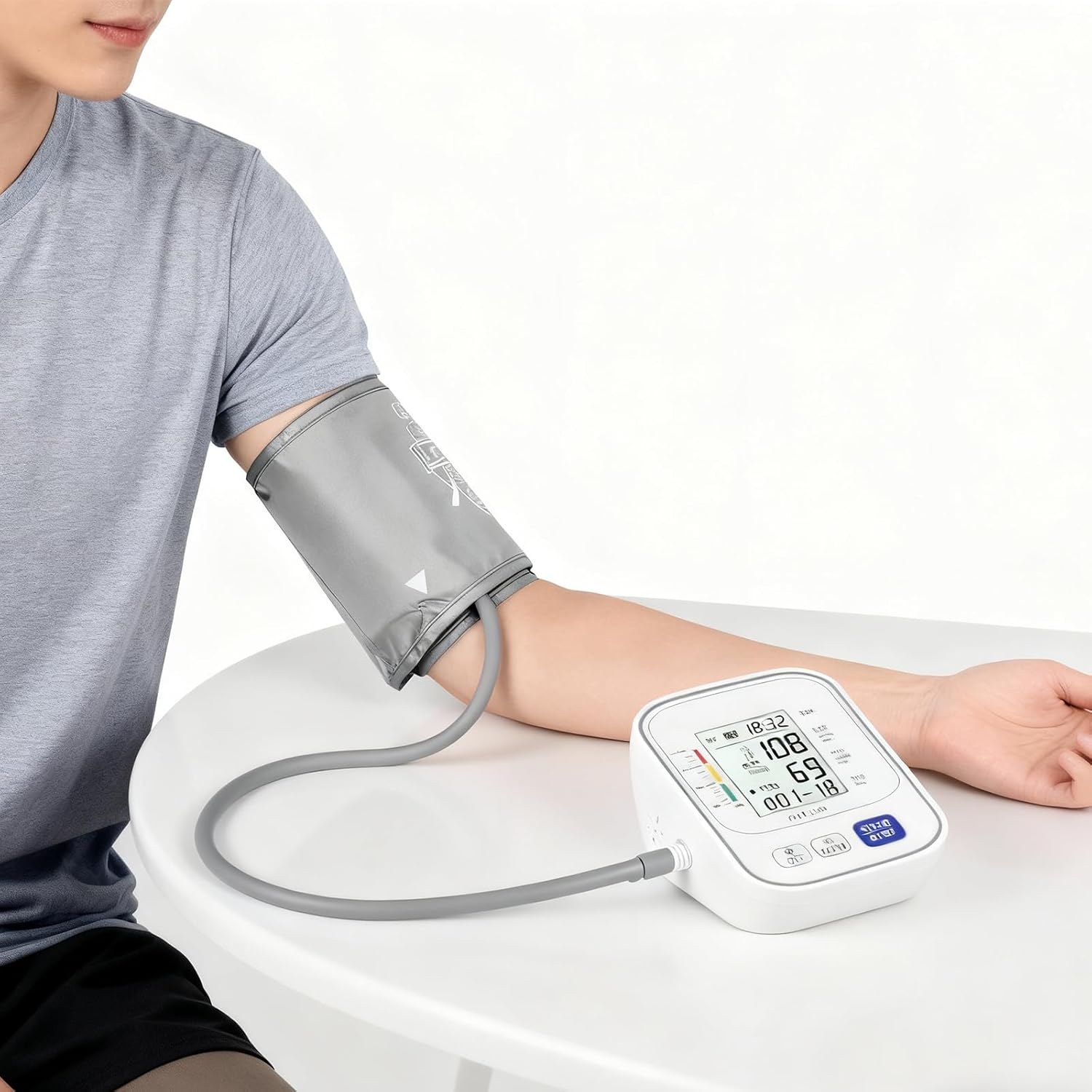 Electronic Blood Pressure Machine Arm Strap,Wrist Blood Pressure Monitor Arm Strap,Blood Pressure Cuff,22-52Cm,Compatible for Omron Blood Pressure Monitor(Light Gray) image number 6