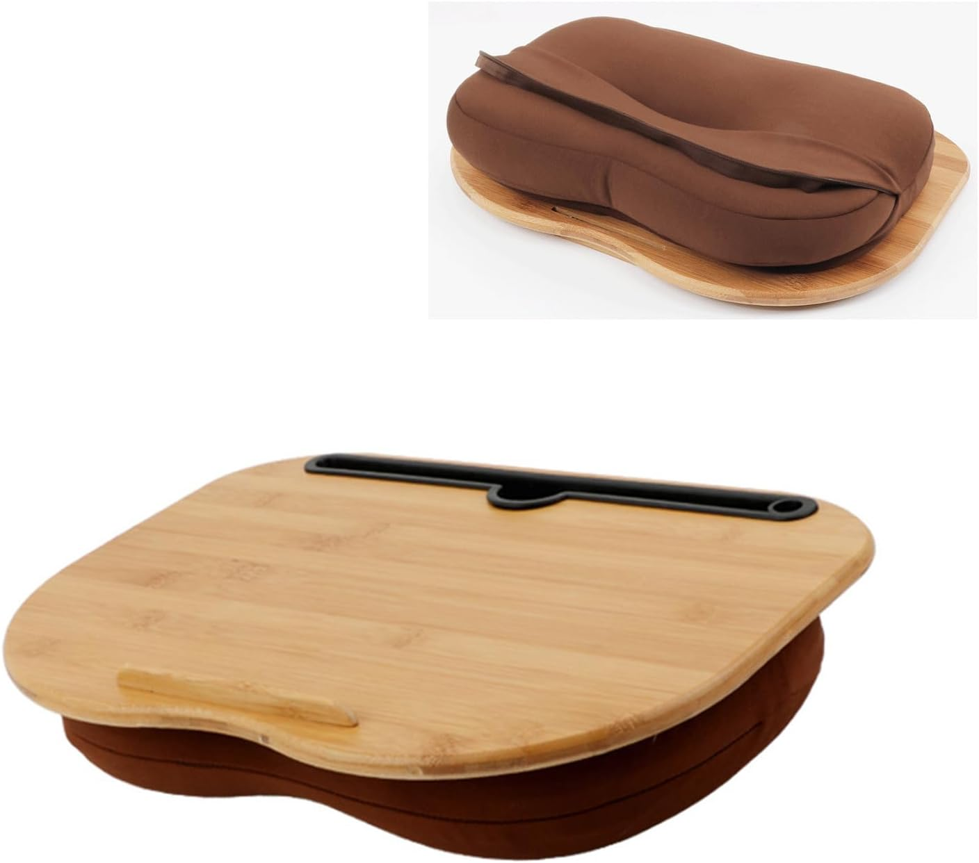 Home Office Lap Desk, Laptop Desk Bamboo Wood Desk, up to 15.6 Inch Laptop Desk, Portable Lap Desk with Pillow Cushion for Working Writing Drawing image number 5