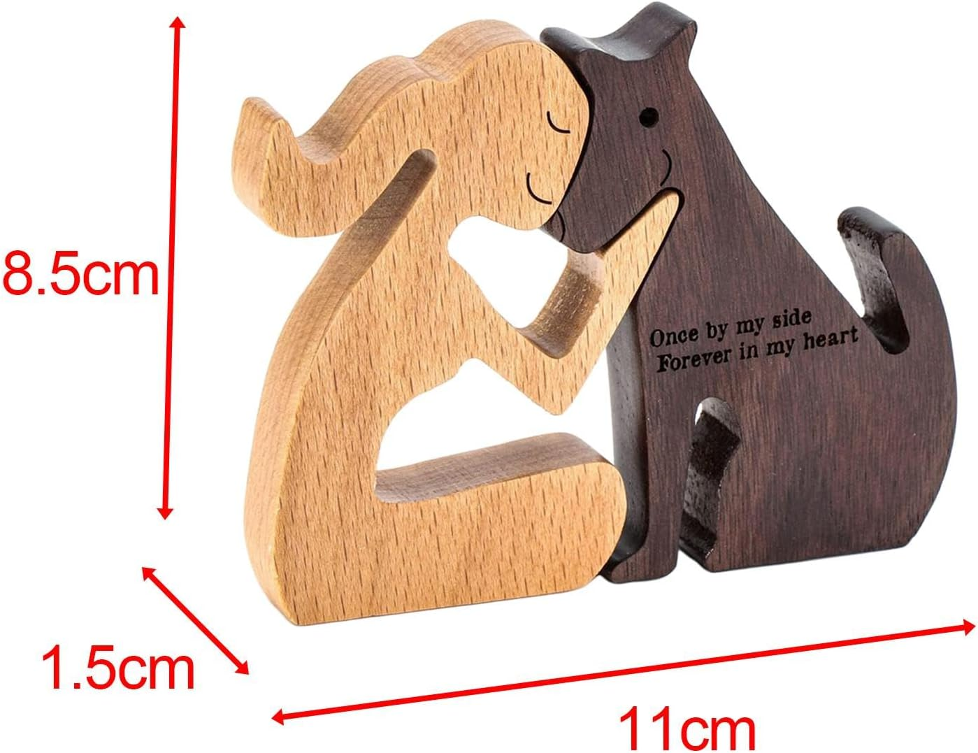 Folpus Wooden Man Dog Carving Model Man and Dog Wooden Statue Remember Friendship Hand Carved Wood Dog Human Statue for Dog Lover image number 1
