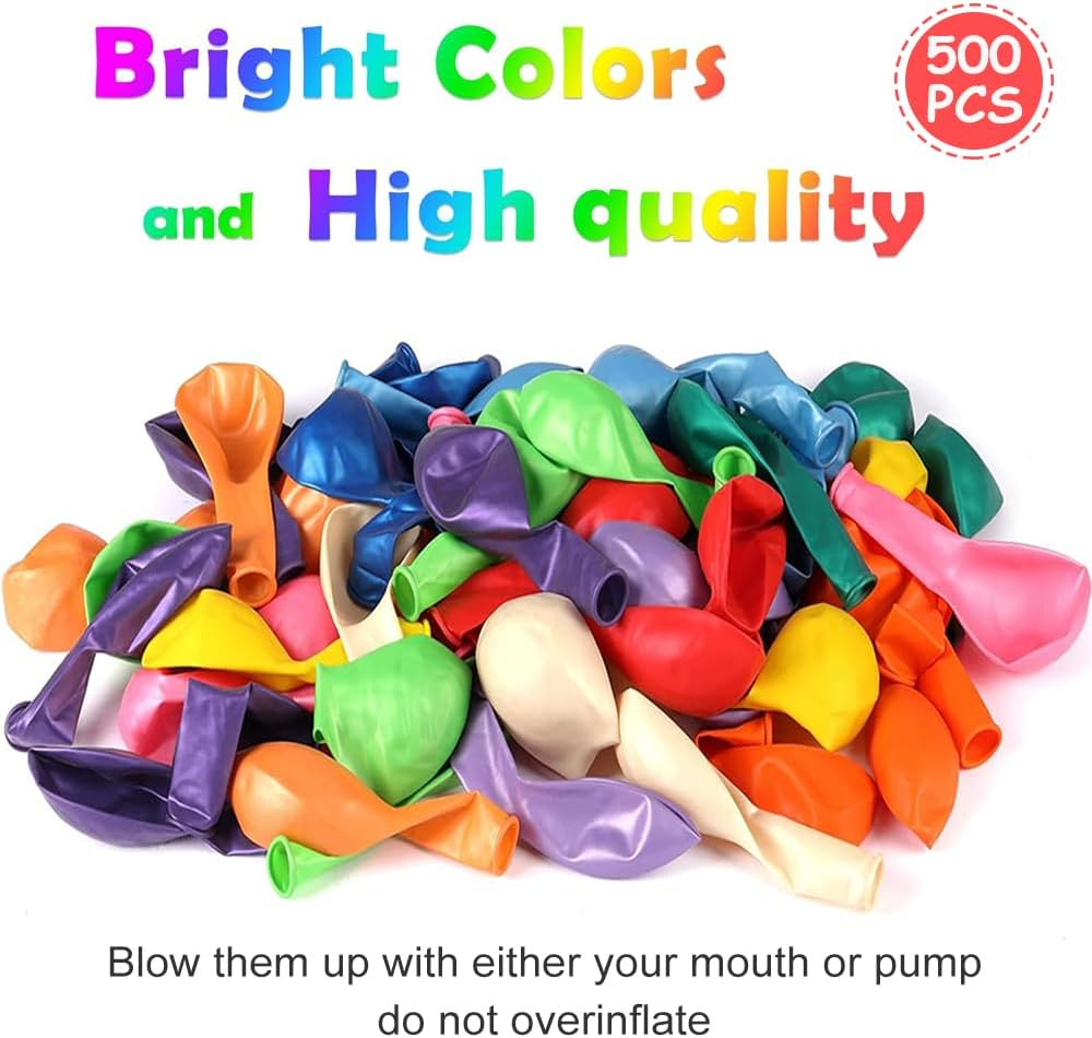500 Pcs Balloons, 12 Inches Balloons Assorted Color Rainbow Birthday Balloons Bulk Pack of Strong Latex Balloons for Birthday Wedding Anniversary Party Decorations image number 3