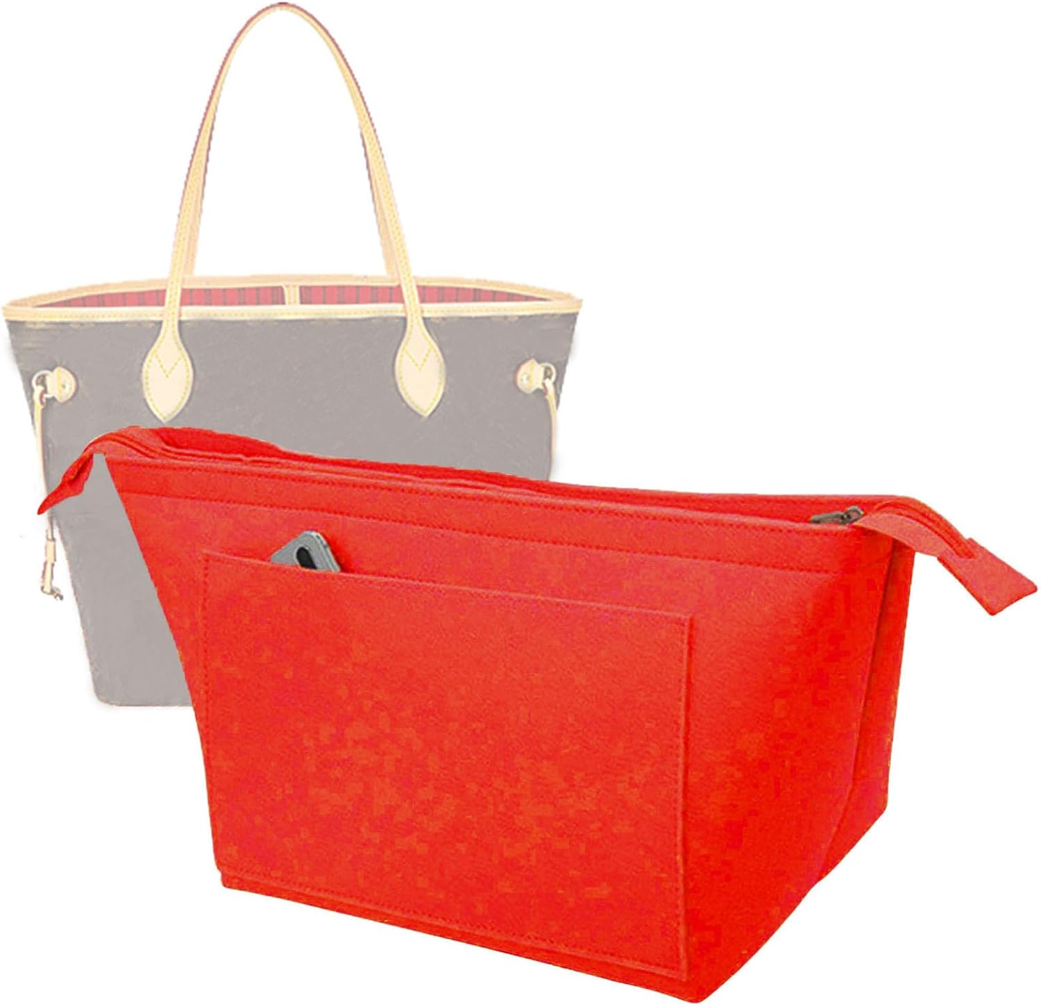 Lckaey Purse Insert Organizer for Neverfull Pm Mm Gm Bag Liner Shaper Purse Kit Insert 1070Beige-M