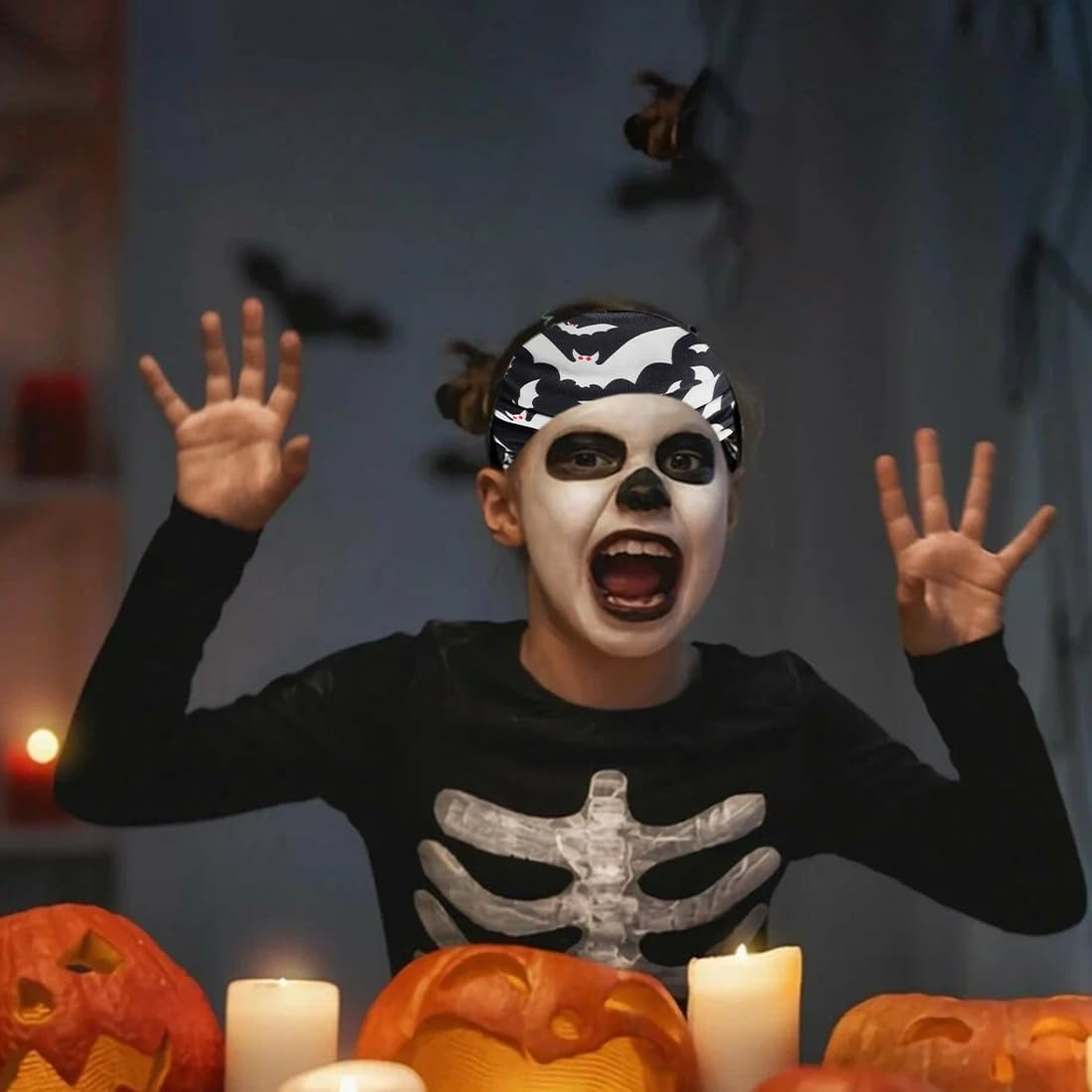 ZORVYN Pack of 4 Halloween Hair Bands, Women'S Headband, Wide Elastic Hair Bands for Women, Scary Costume Accessory image number 4