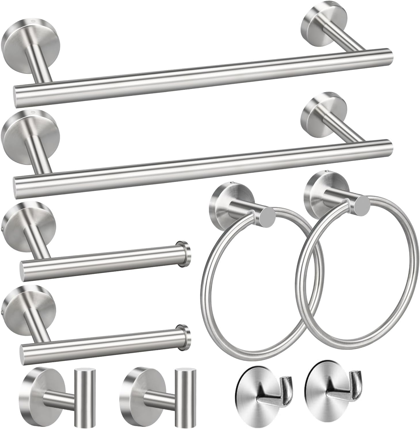 Toptowel 15Sets 23.6Inch Matte Black Bathroom Hardware Set, Include 3PCS 23.6Inch Towel Bar, 3PCS Towel Ring, 3PCS Toilet Paper Holder, 6PCS Robe Hook-Matte Black