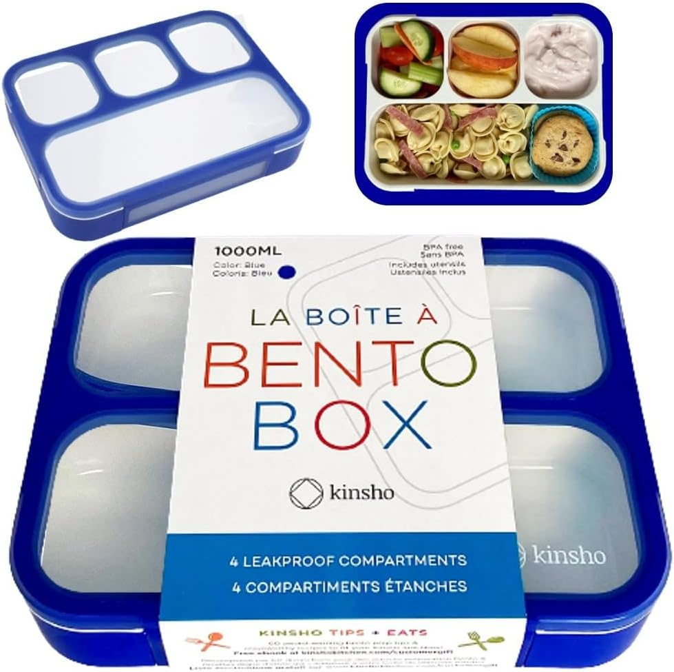 Kinsho Leakproof Bento Lunch Boxes for Teens, Adults, Women, Boys (Blue Purple Large 2 Pack)