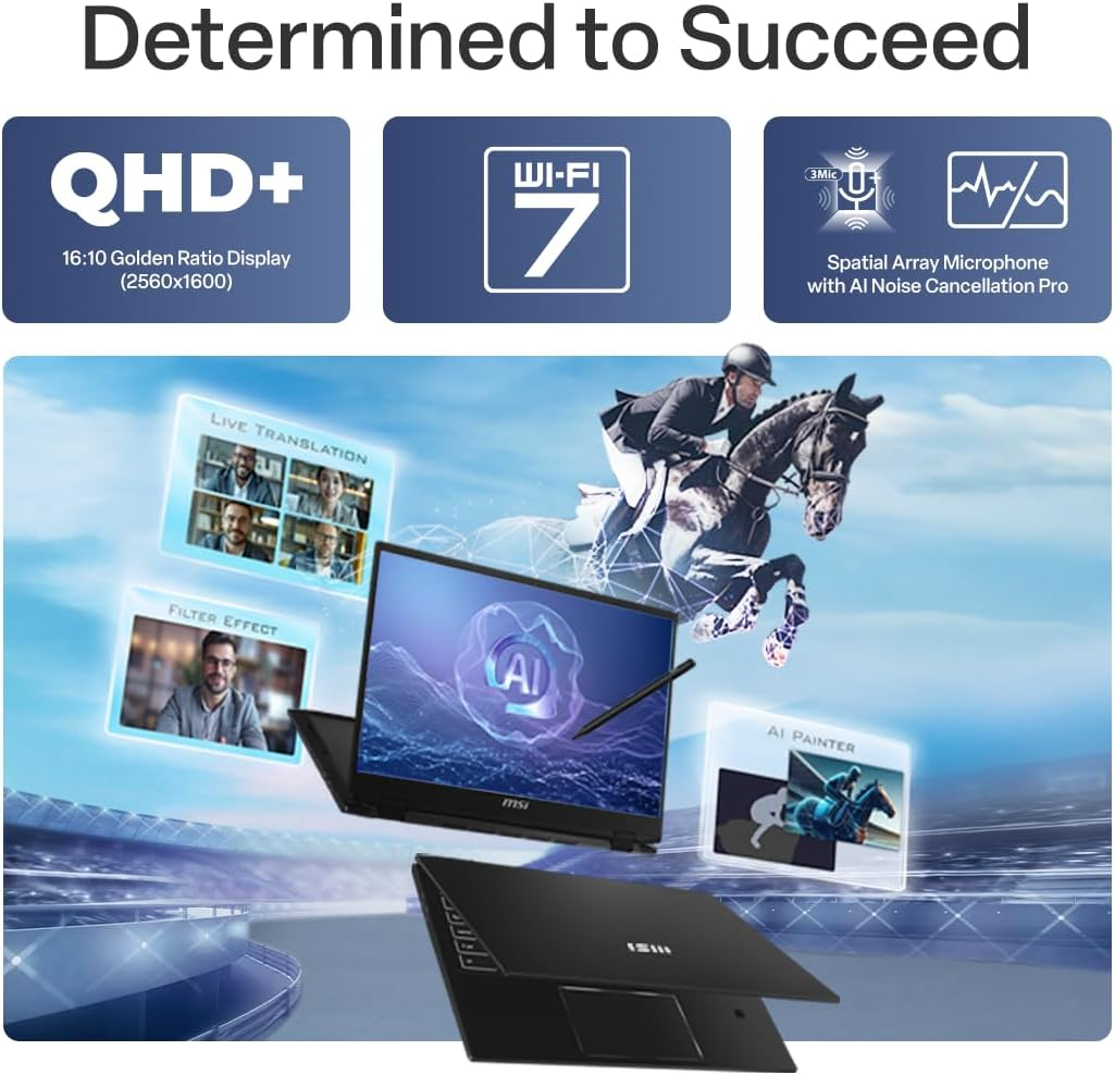 MSI Summit A16 AI+ A3HMTG-046AU, 16' QHD 165Hz Business Laptop, AMD Ryzen AI 9 365, 32GB Lpddr5X, 2TB SSD, Windows 11 Pro, Ink Black image number 4