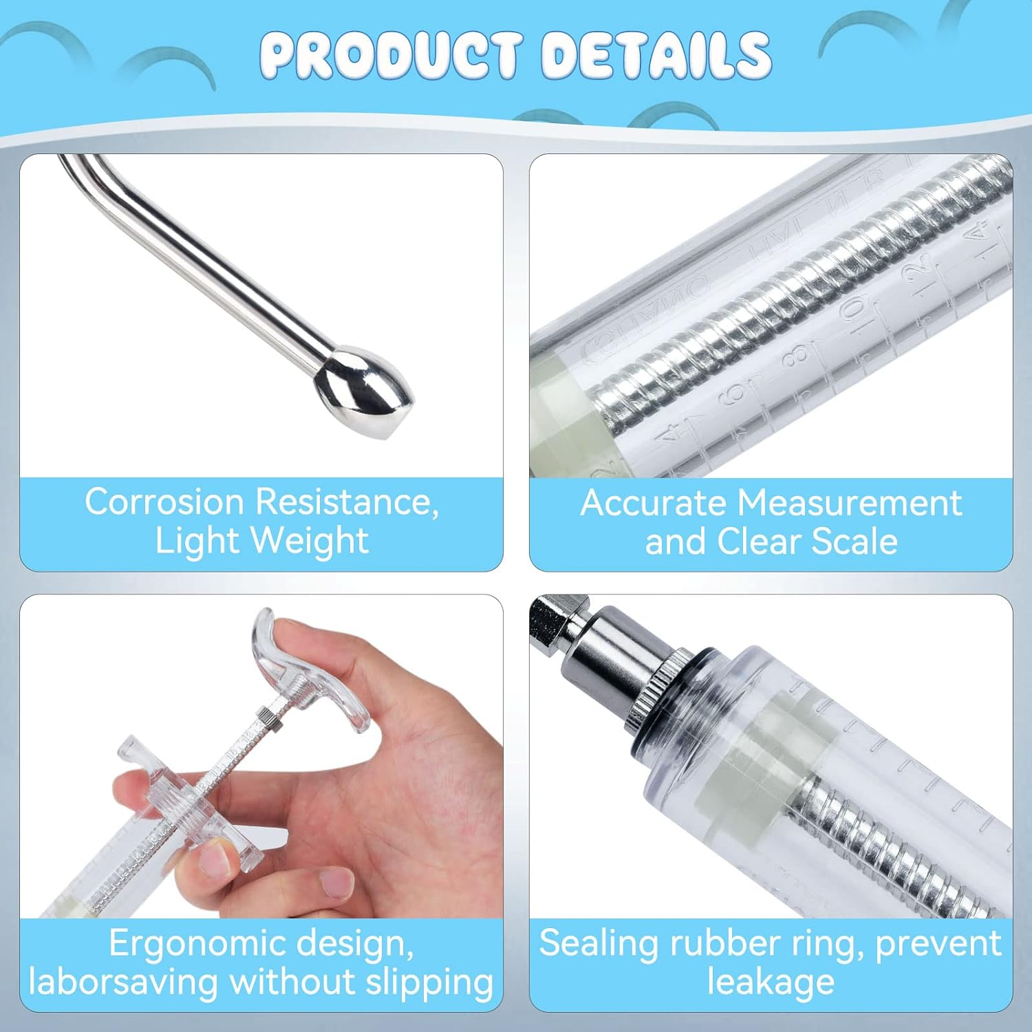 GINDOOR 2 Pieces Reusable Goats Syringe with 2 Drench Nozzle, Adjustable Dosage Detachable Sheep Drench Livestock Syringe for Sheep Baby Goat Supplies - 20ML image number 1