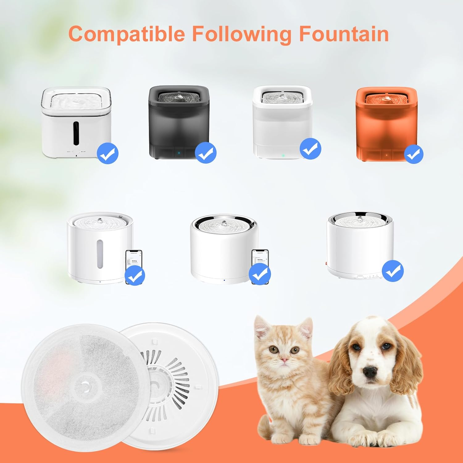 Filter Cat Fountain, Nautypaws Pack of 5 Filters and 5 Sponges Compatible with 1.85L/1.8L/2L Automatic Intelligent Cat Fountain, Replacement Filter 2.0 & 3.0 Activated Carbon Lone Replacement