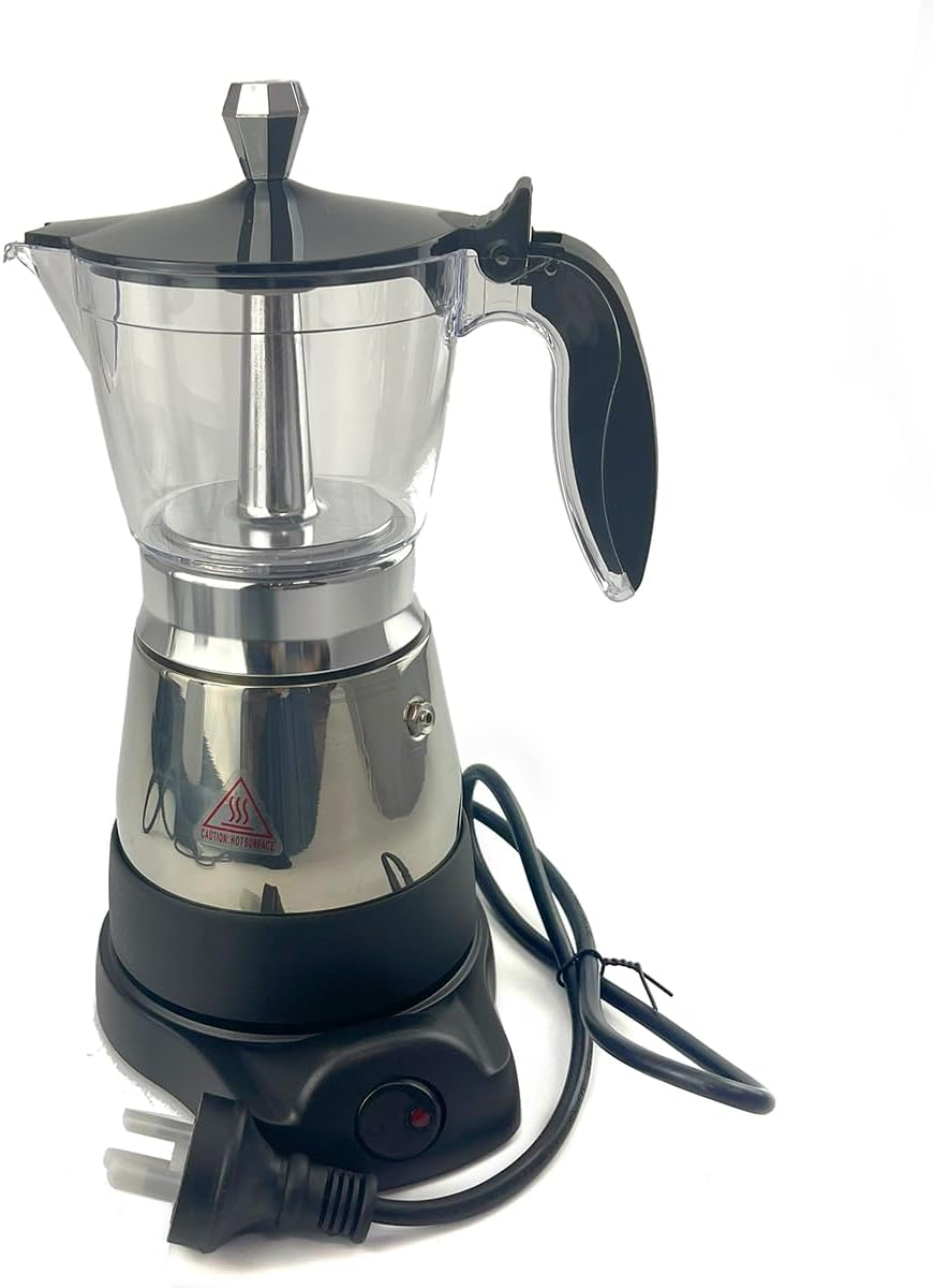 Mornest Electric Moka Pot Coffee Maker | Electric Espresso Maker with Auto Shutoff | Italian Classic | 360 Degree Rotating Base | 6 Cups (300Ml) | Stainless Steel/Black image number 4