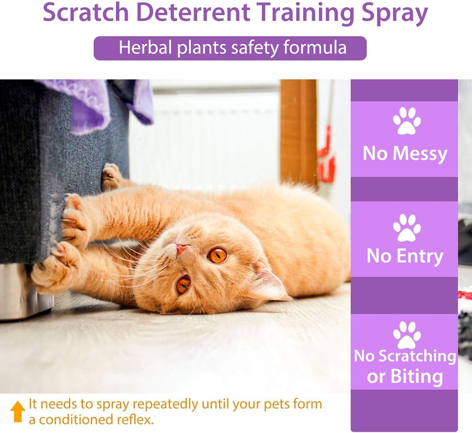 Cat Deterrent Spray,Safe Cat Repellent Indoor and Outdoor,92 Fl Oz image number 1