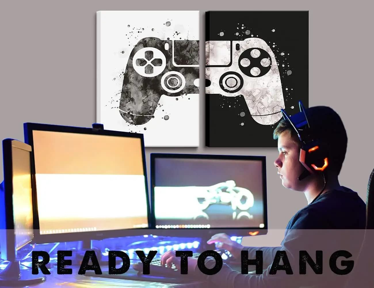 Framed Gaming Room Decor Canvas Wall Art Video Game Art Prints Gaming Theme Posters Prints for Boys Kids Game Room Bedroom Playroom Wall Decor (16 * 24) image number 2