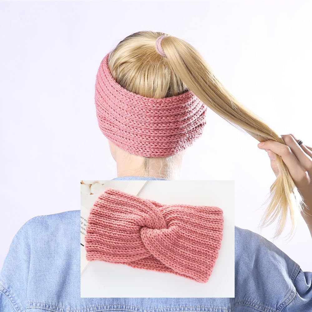 TSUOUKL 3Colors Headband Children Girls Headband Women'S Winter Knitted Headbands Knitted Headband Ear Warmer Elastic Autumn and Winter Versatile Women image number 3