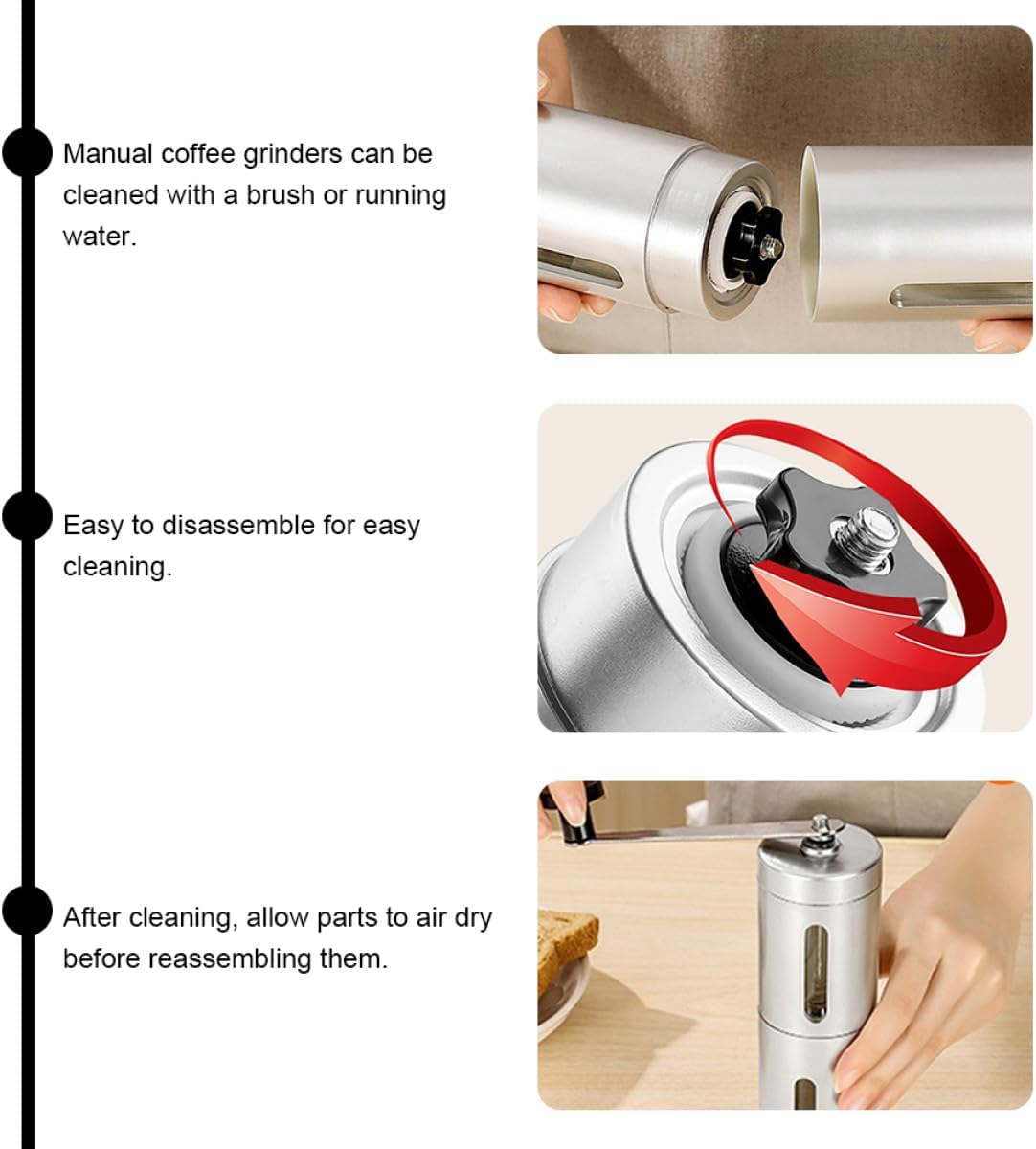 SWETRACE Manual Stainless Steel Coffee Mill Grinder for Espresso Beans Portable Hand Coffee Bean Grinder Suitable for Home and Travel image number 5