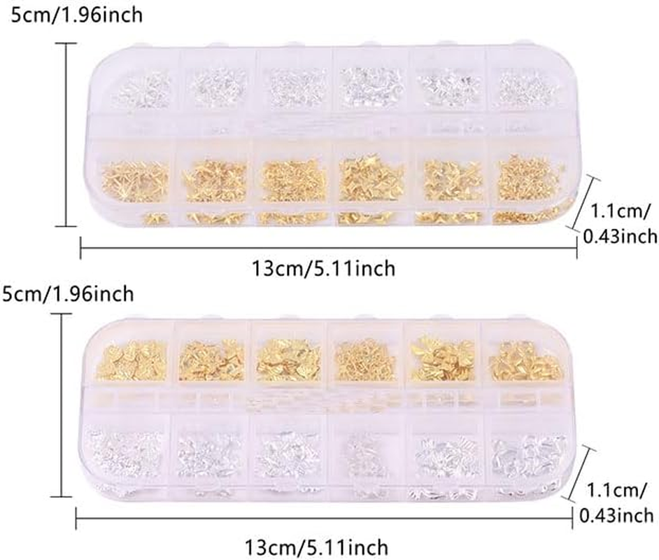 Limcryspp 2-Pack 3D Nail Accessory Set - Gold and Silver Bow, Star Rivet Metal Nail Decoration, Suitable for Nail Plates, Fashionable Nail Design Accessories