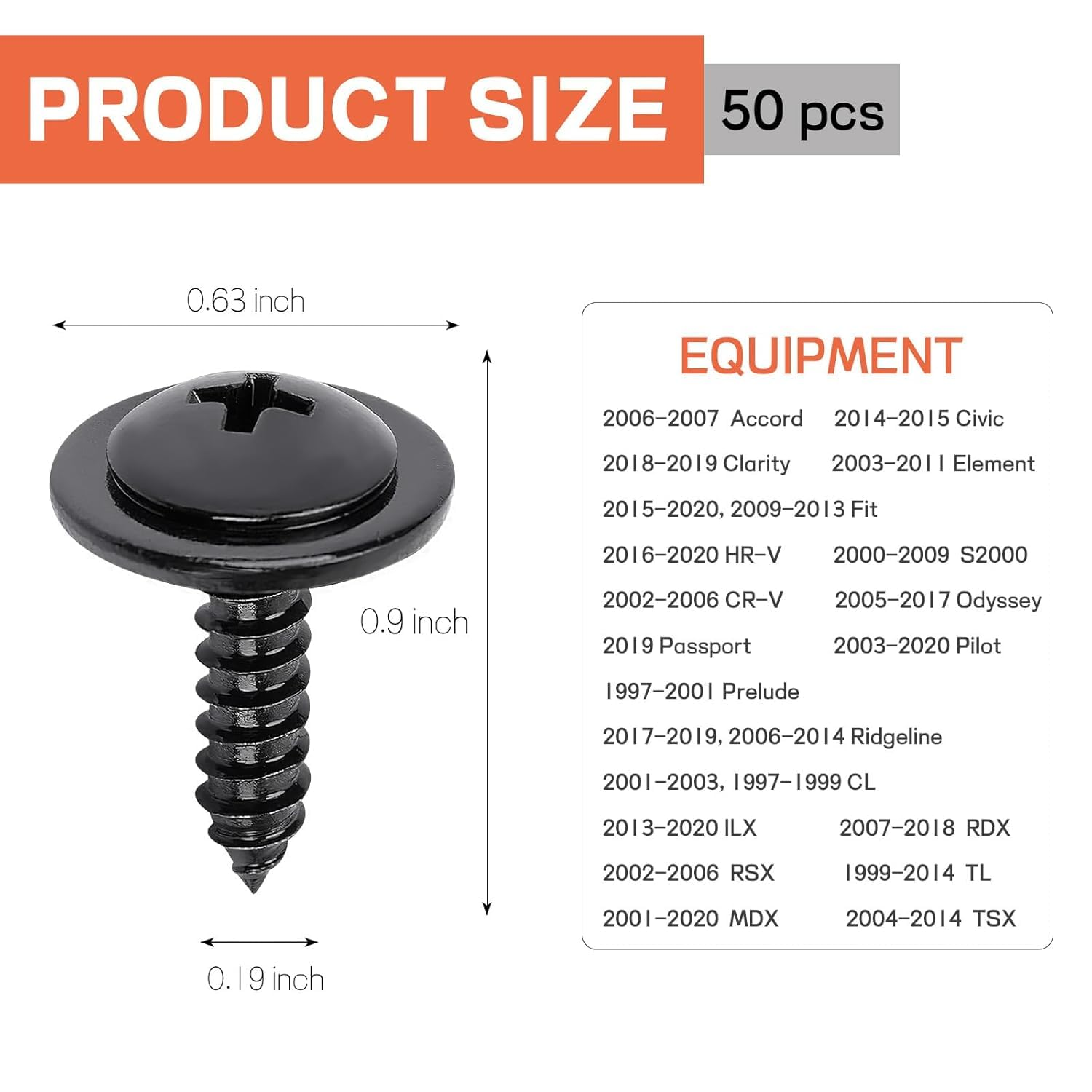 50PCS Fender Liner Splash Shield Wheelhouse Liner Screw Compatible with Accord 1986-2012/Civic 1999-2005/Element 2003-2007, Replaces# 90114-SE0-000 image number 5