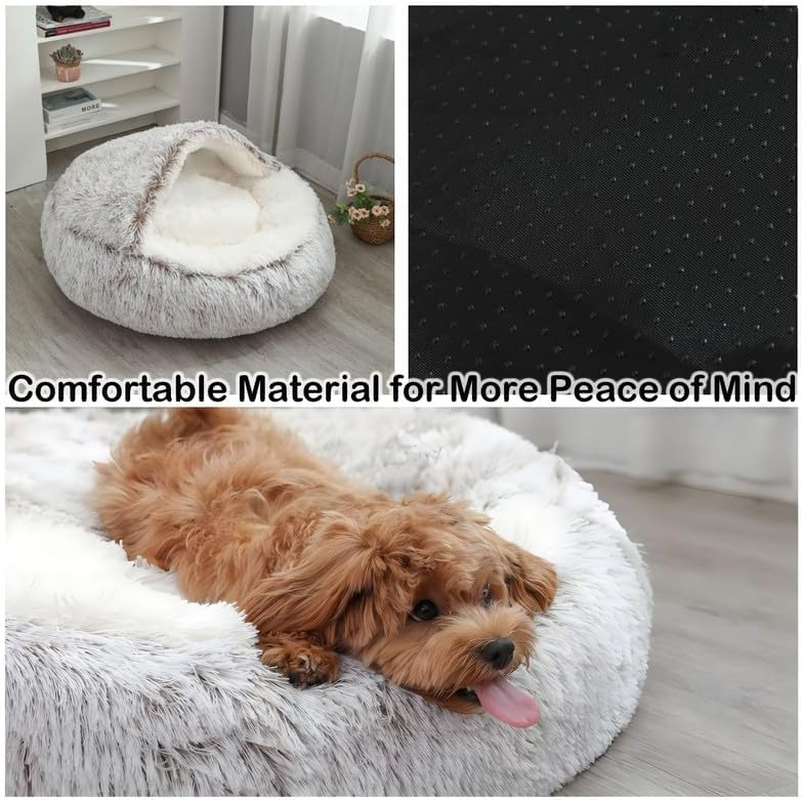 Zootour Cat Beds for Indoor Cats, Dog Bed for Small Medium Dogs, Washable-Round Pet Bed for Puppy and Kitten with Slip-Resistant Bottom (Black, 60Cm(24Inch)) image number 3