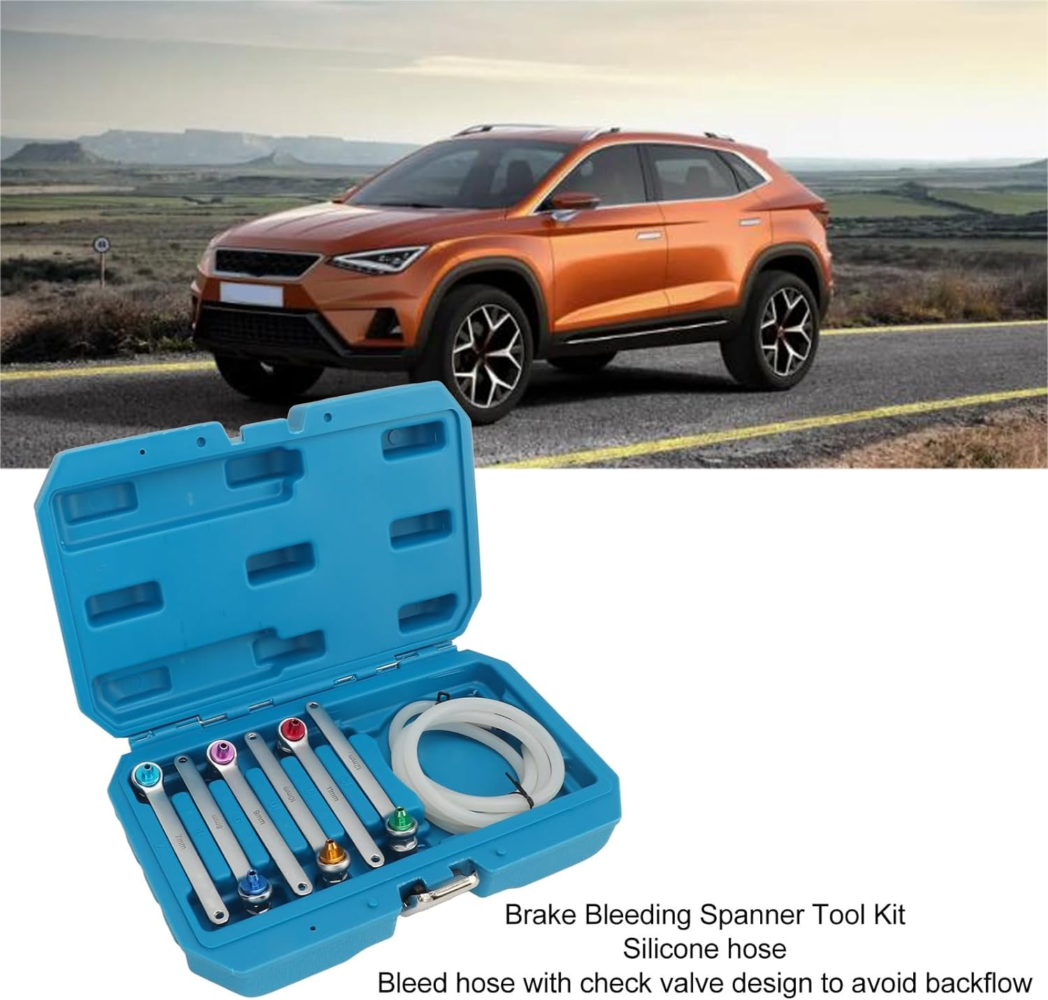 Cryfokt Bleed Brake Fluid Spanner Kit, Color Adapter Sockets Prevent Backflow Efficient Bleeding Brake Bleeder Wrench 12 Point Wrench for SUV, Cryfokt1Sgc27Pnka image number 3