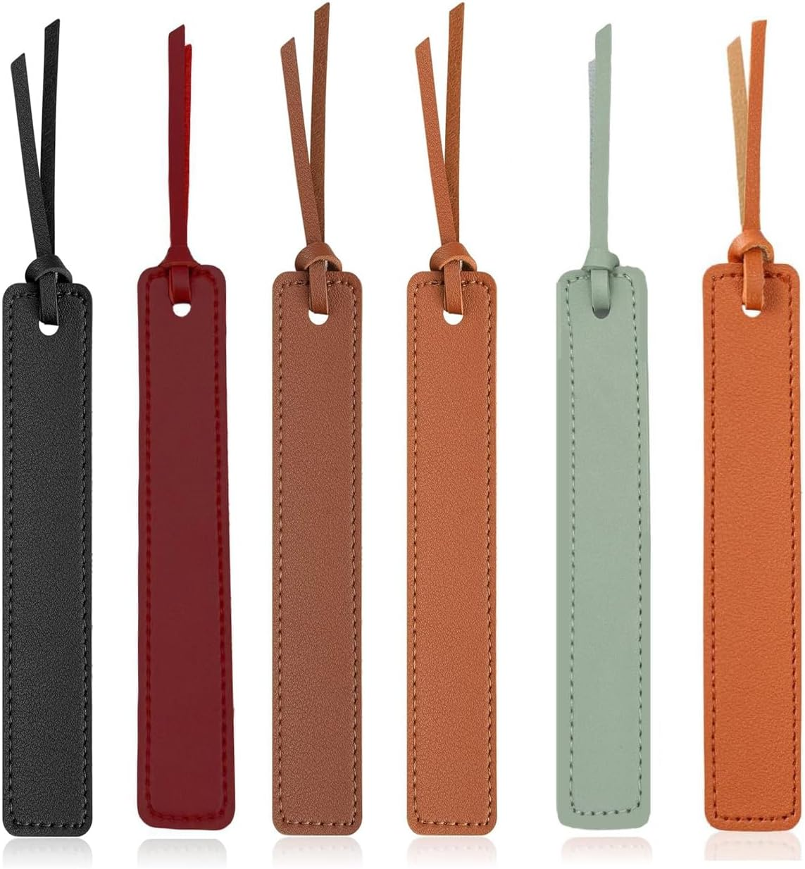 Hysgscwd 6 Pcs Leather Bookmarks with Leather Rope, Colorful Book Mark, Classic Style Handmade Stitched Custom Bookmarks, Page Markers Reading Gifts for Men Women Readers Book Lovers Reading Supplies image number 6