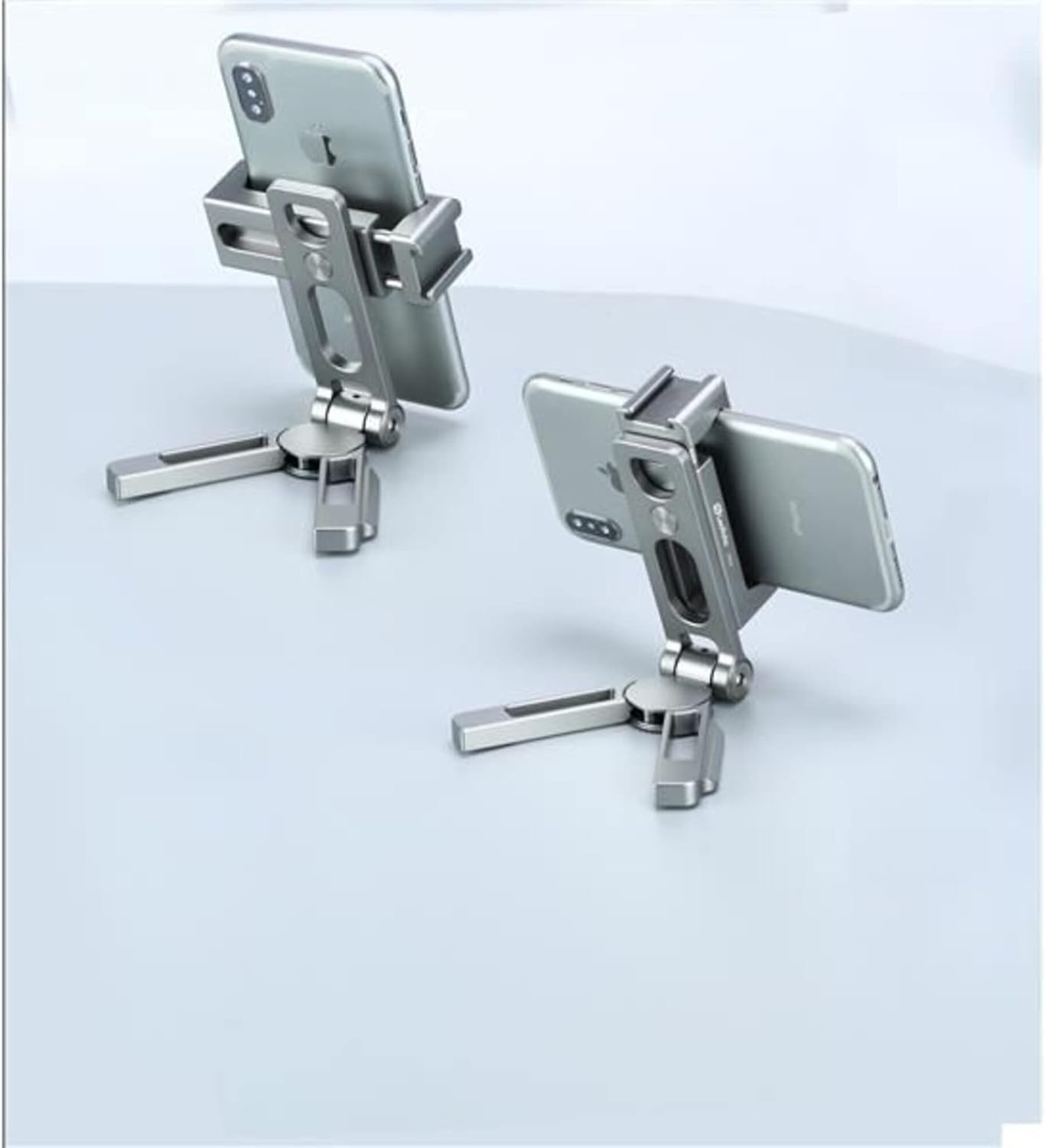 LEOFOTO PS-2 Phone Holder, Cell Phone Stand, Adjustable Angle, Compact and Portable, 1/4" Screw Thread, Arca Compatible (Silver) image number 1