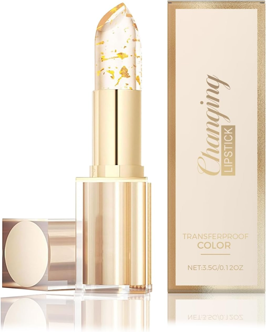 Transferproof Color Changing Lipstick,Gold Crystal Ph Lipstick Color Changing,Deep Nourishment,Long Lasting Moisturizing Glossy Shine Lip Gloss for Women image number 3