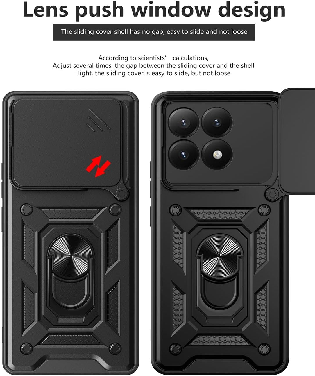 Case for Xiaomi 15T 5G, Slim Shockproof Armour Mobile Phone Case with Sliding Camera Cover and Magnetic Ring Stand, PC + TPU Durable Protective Case, Blue - Blue image number 5