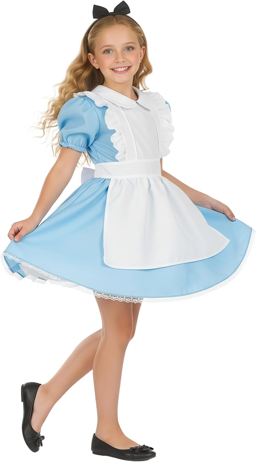 Fun Shack Alice Costume for Girls Blue Dress Halloween Costumes for Girls Halloween Available in Sizes Small Medium Large XL image number 1