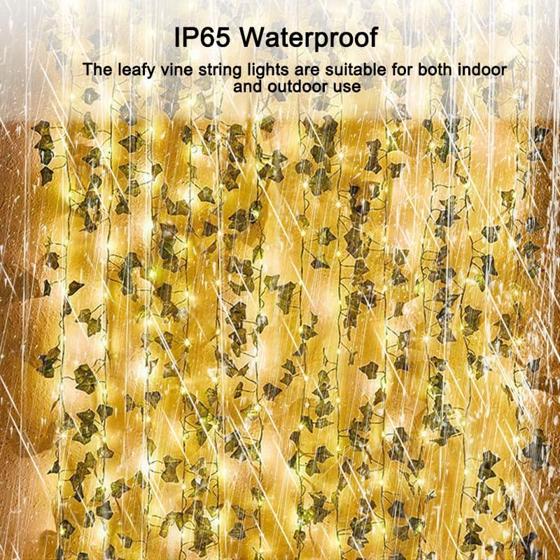 Leona Co 10M Solar Fairy String Lights with Ivy, Solar 100LED Plant Vine Lights for Wall Room Window Wedding Indoor Outdoor Party Halloween Festival Decor