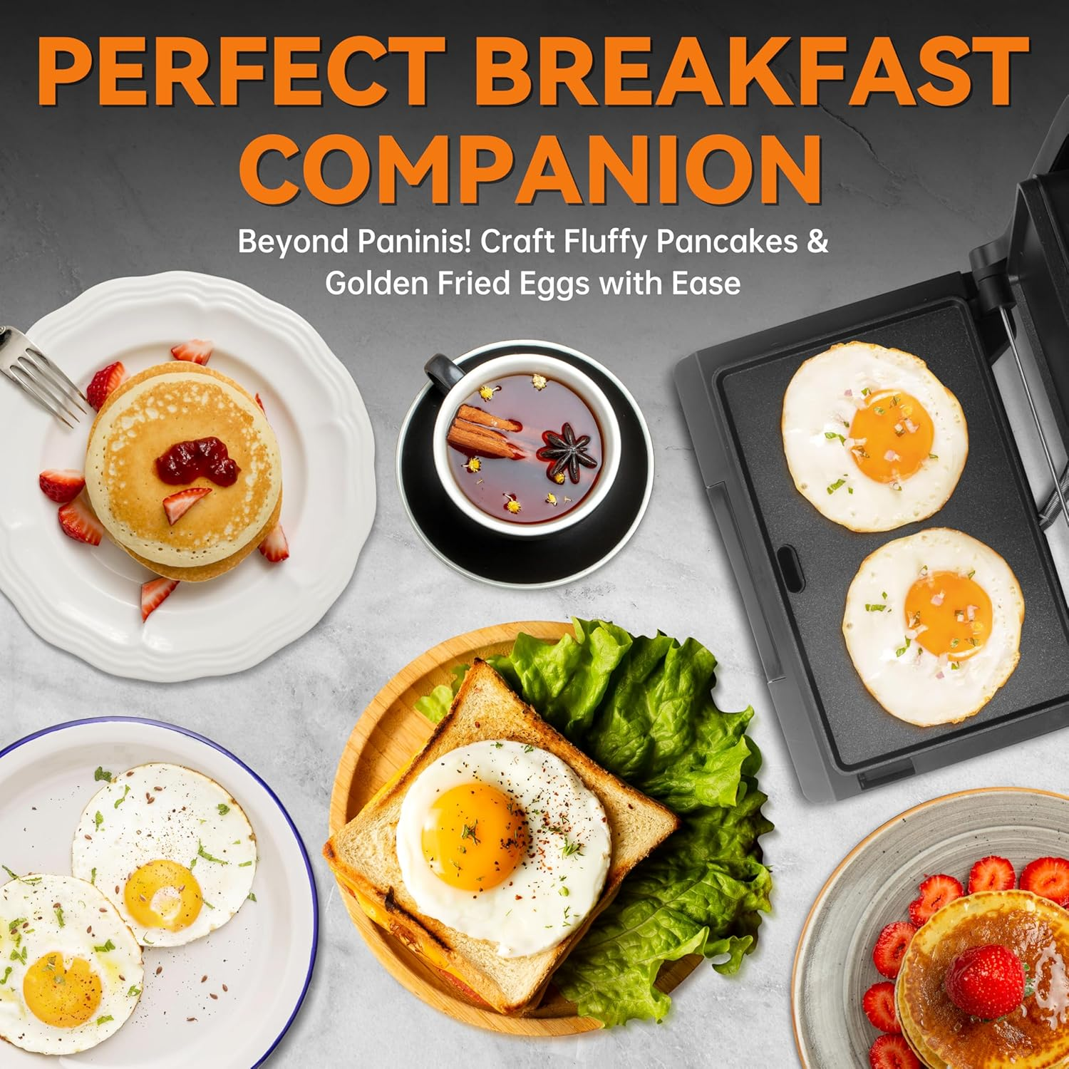 Baker'S Friend Panini Press Electric Griddle, 2-Slices Panini Grill Press Sandwich Maker Press, Grilled Cheese Maker, Sandwichera Electrical, Non-Stick, Stainless Steel, Australian Plug image number 5