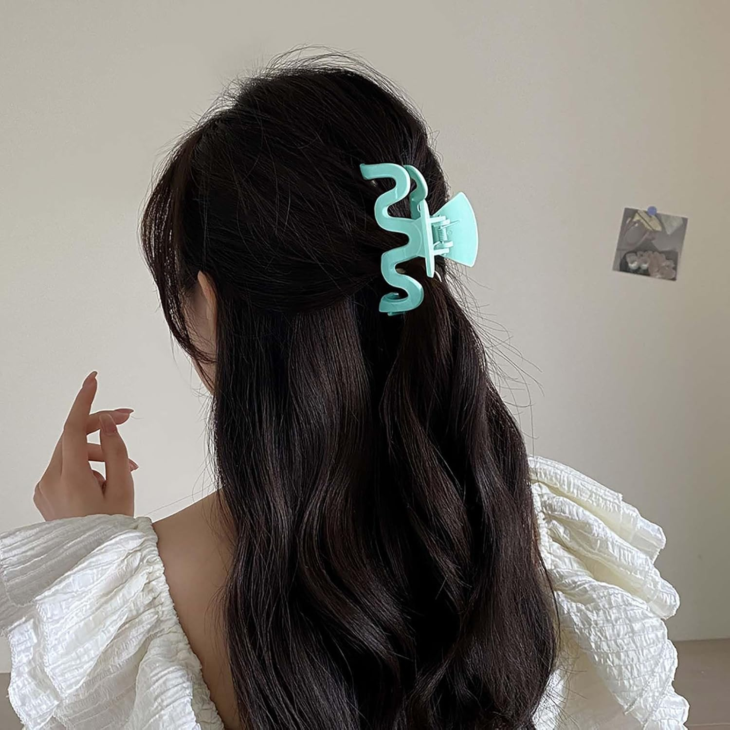 Tseenyi Large Hair Claw Clips, Irredular Claw Clips, Green Hair Claw Clips, Acrylic Claw, Wavy Hair Clips, Large Hair Claw Barrette, Minimalist Large Hair Clip, Hair Accessories