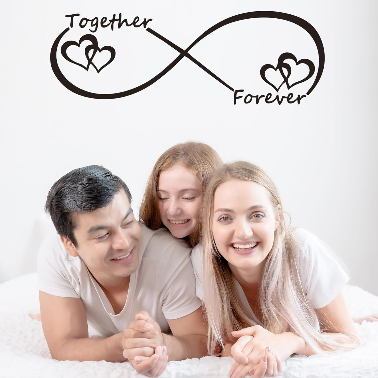 Love Heart Together Forever Carved Vinyl Wall Decor, His and Hers Bedroom Decor, DIY Removable Wall Decals Peel and Stick, Home Sweet Decoration, Mr and Mrs Wall Decors for Bedroom Couples,Living Room