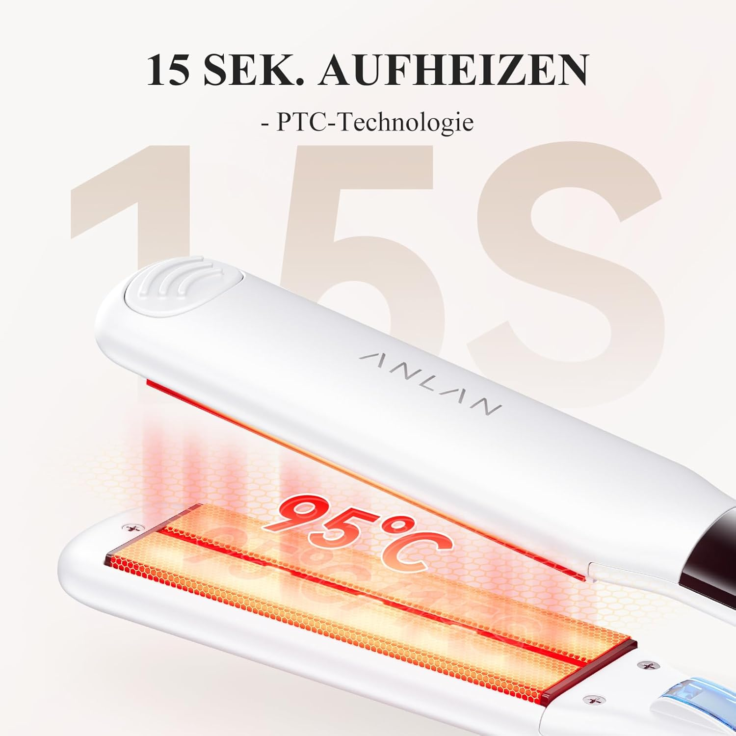ANLAN Hair Straightener and Curler 2-In-1 Professional Ion Hair Straightener Anti-Static Infrared Hair Straightener for Smooth Shiny Hair Professional Results 150-230&deg;C Ceramic Coating LCD Display image number 1