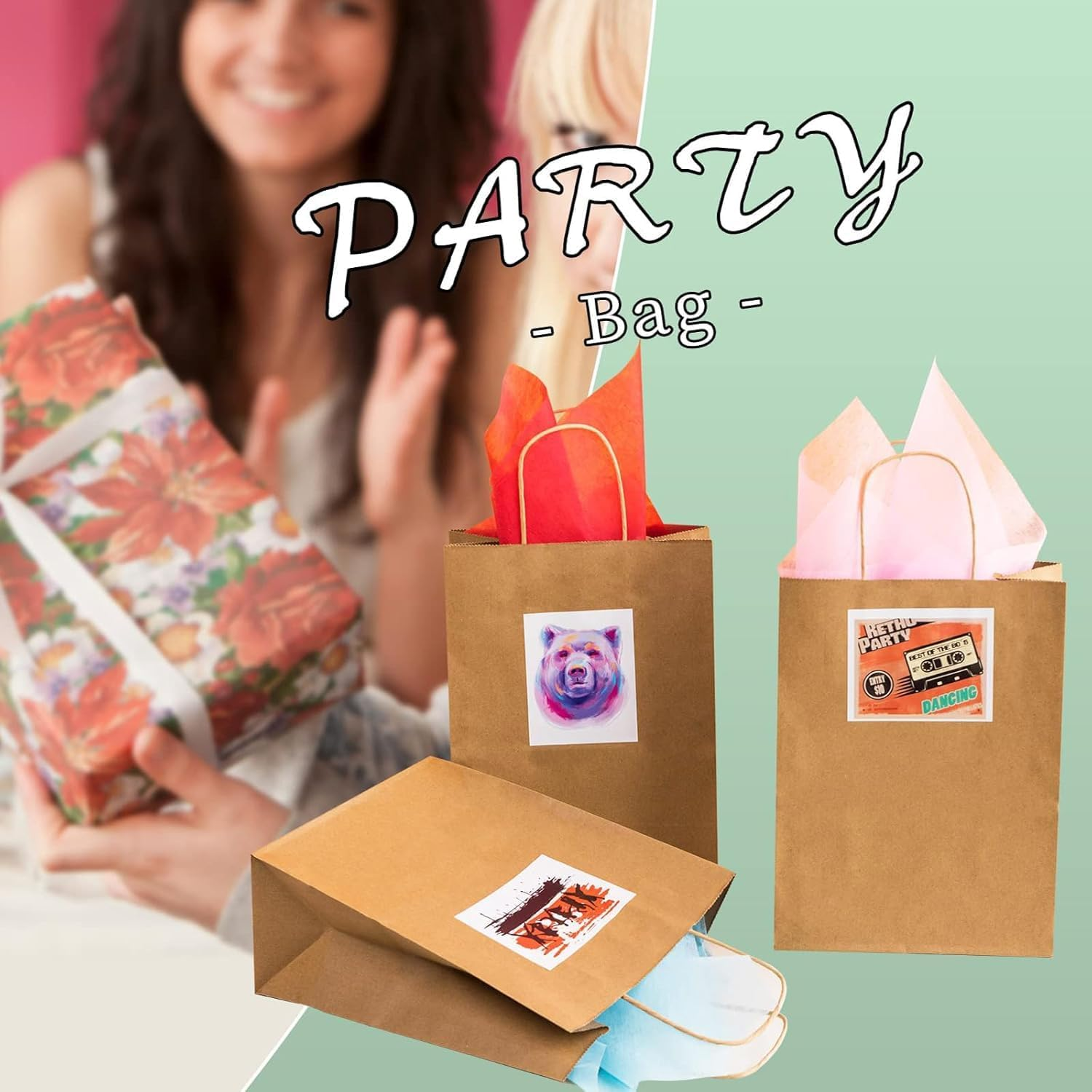 Brown Paper Bags with Handles Bulk 25 Pcs 20.3 X 11.4 X 27.4 Cm Gift Bags Bulk, Brown Kraft Paper Bags for Retail, Party, Shopping, Favor image number 4