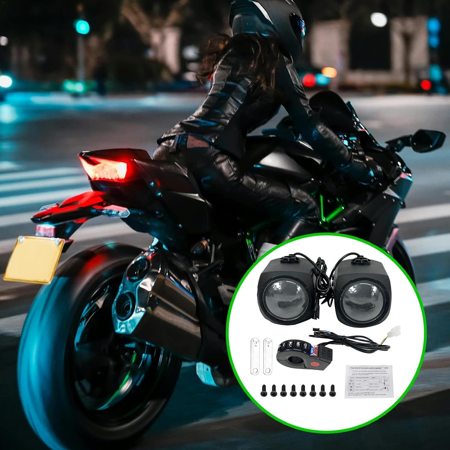 Mwqpgyh Motorcycle Stereo System | Sound System Handlebar Mount Speakers - Motorcycle Stereo, Waterproof Radio Amplifier, Hifi Sound for Motorcycle Motorbike Scooter - 12V-80V image number 4