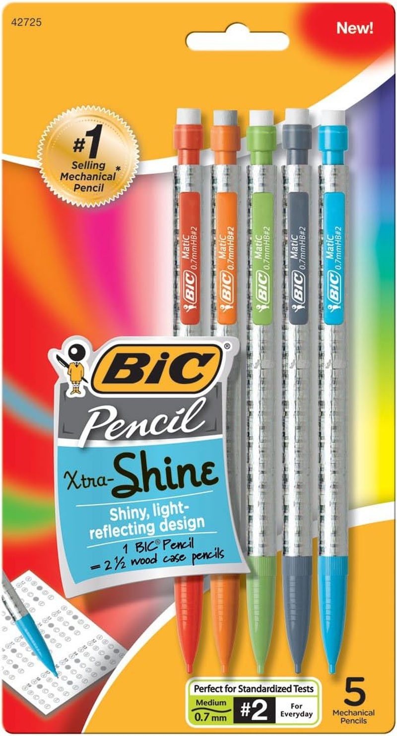BIC Pencil Xtra Sparkle (Colorful Barrels), Medium Point (0.7 Mm), 10-Count
