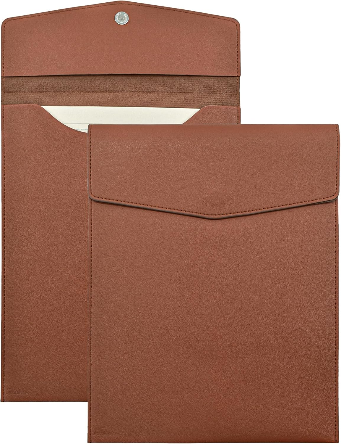 VANRA 1 Piece PU Leather File Folder Vertical A4 Document Holder File Envelope Waterproof Leather Portfolio Case Filing File Organizer for Letter Size with Magnetic Button Closure (Navy Blue)