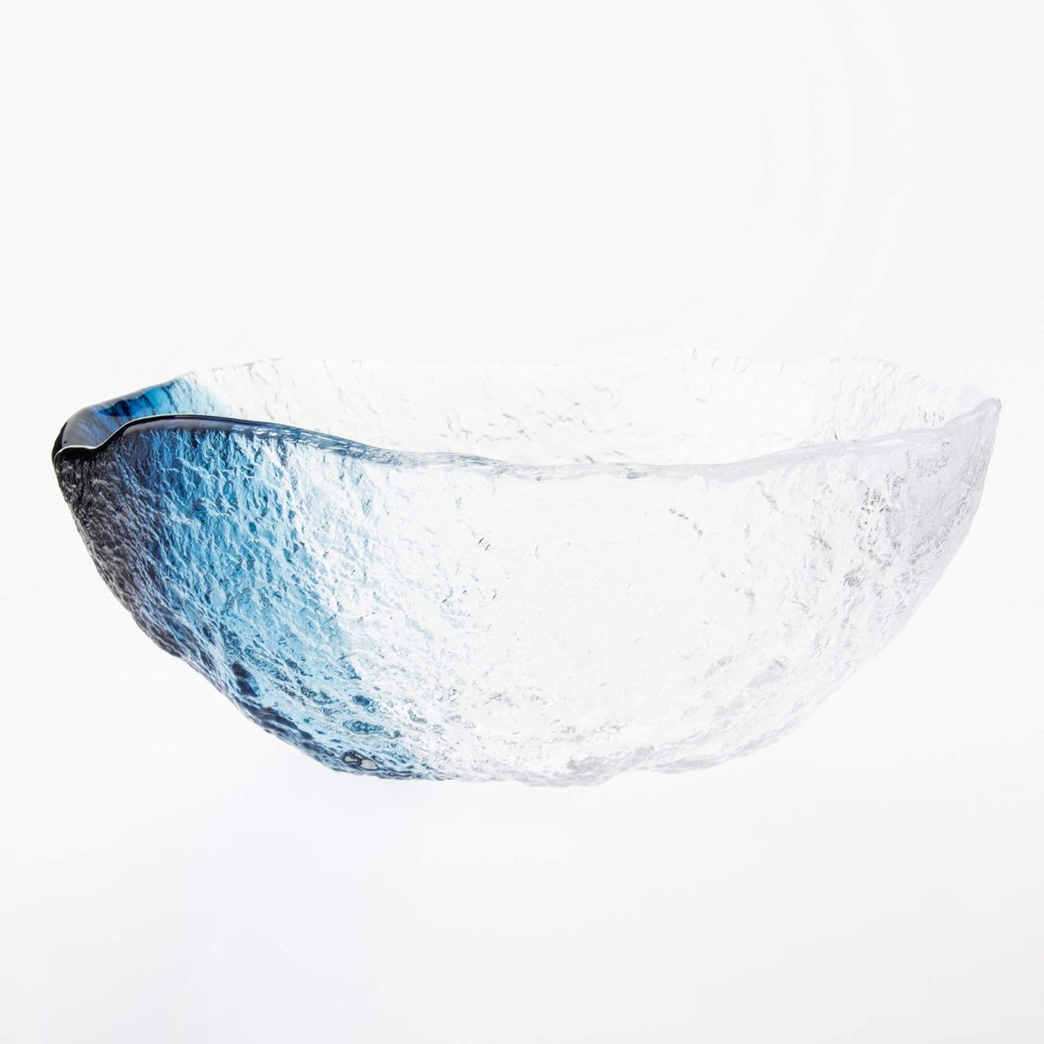 Toyo Sasaki Glass 41255SHB Large Bowl, Kiyodo, Made in Japan, Blue, Approx. Diameter 8.3 X 3.1 Inches (21 X 8 Cm)