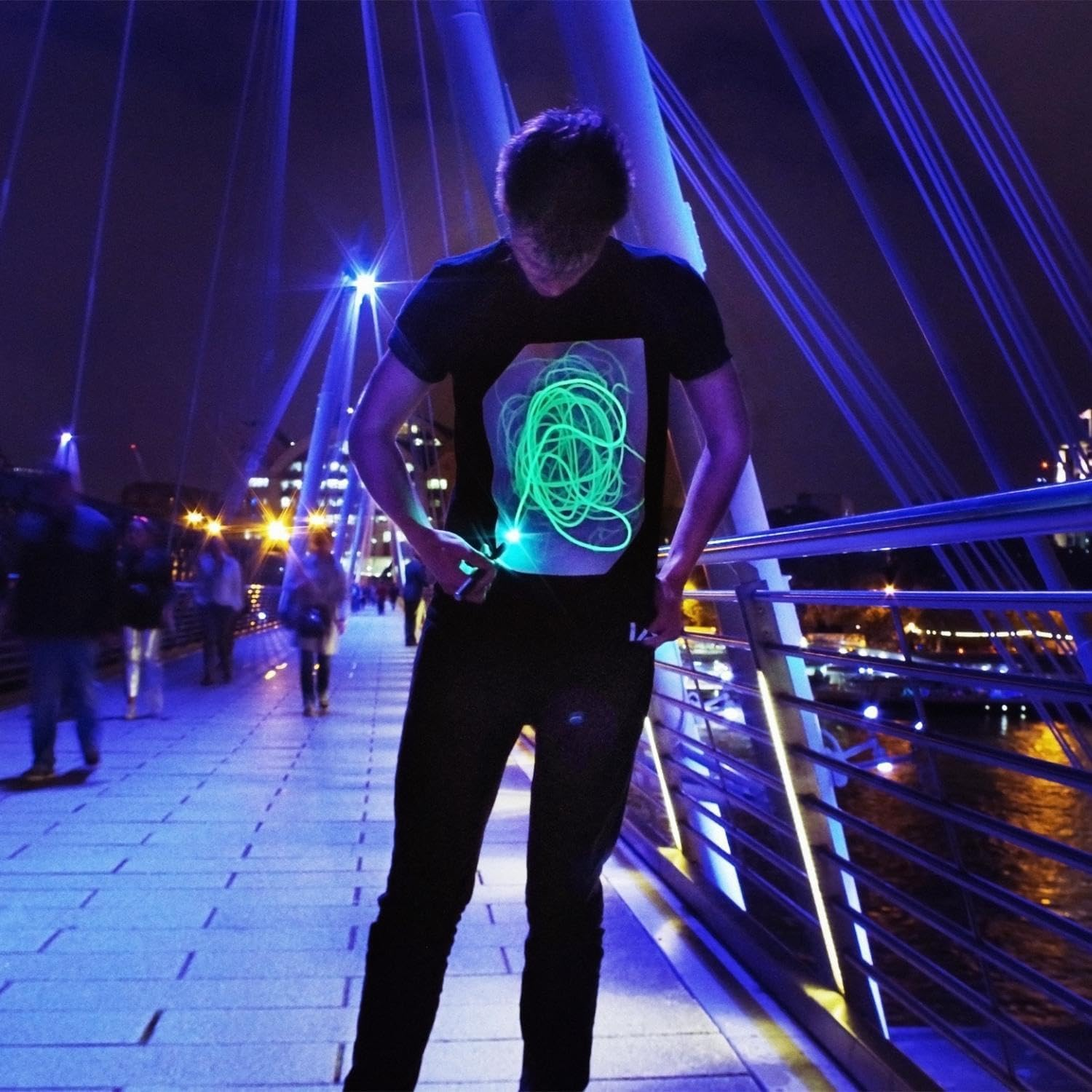 Illuminated Apparel Original Interactive Glow in the Dark T-Shirt with Rechargeable Glow Pen image number 3