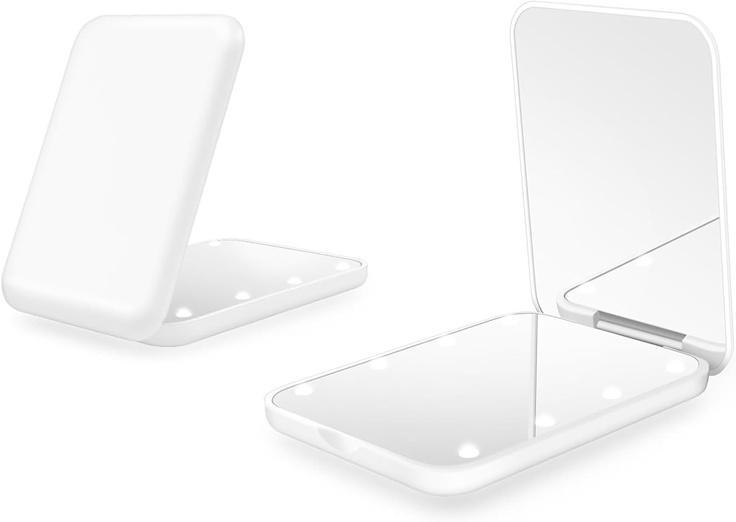 LIWEGHT Makeup Pocket Mirror, Compact Makeup Mirror with Light, 1X/3X Magnification LED Compact Travel Mirror, 2-Sided, Portable, Folding, Handheld, Small Lighted Compact Mirror for Gift, White image number 4