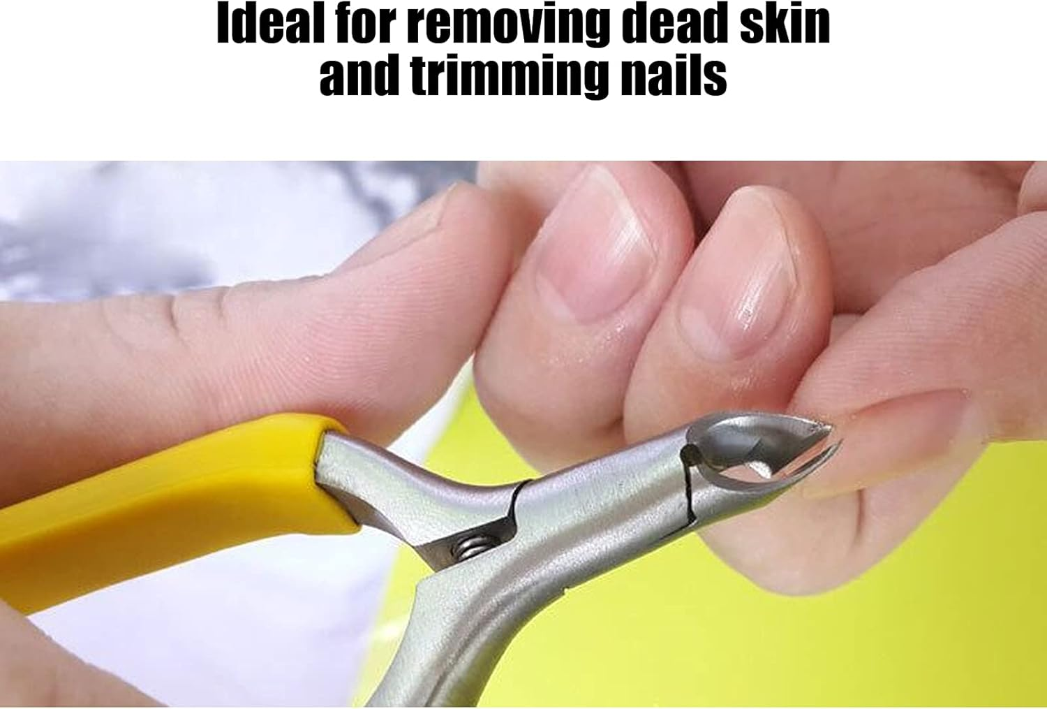 Cuticle Nippers, Cuticle Scissors, Compression Spring Cuticle Trimmer Stainless Steel Cuticle Nipper with Non-Slip Silicone Handle for Hard Toenails and Dead Skin on Hands and Feet