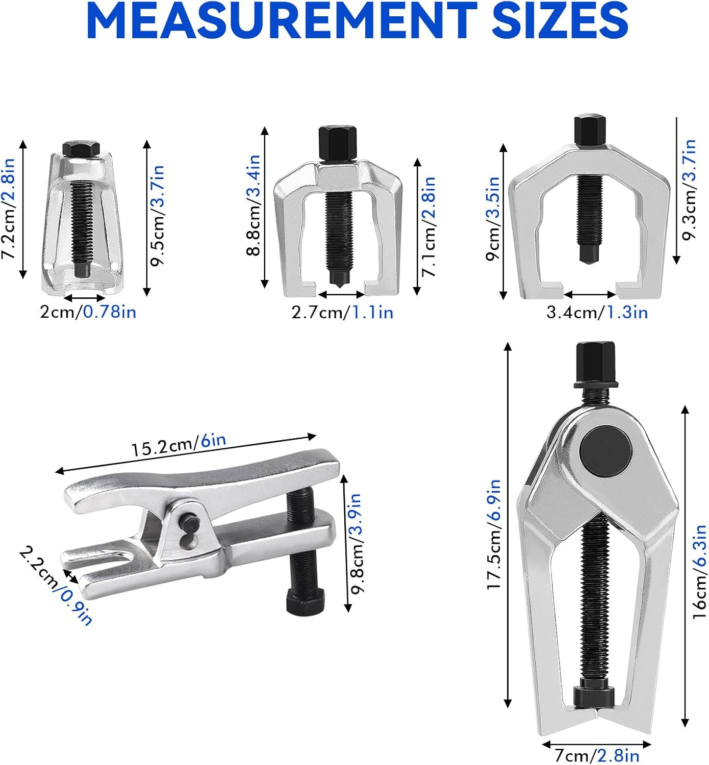 Ball Joint Separator & Pitman Arm Puller Set, 5-In-1 Tie Rod End Tool Kit for Suspension Repair, Ball Joint Removal Tool Universal Front End Service Kit, Ball Joint Separator Tool for Import Vehicles image number 2