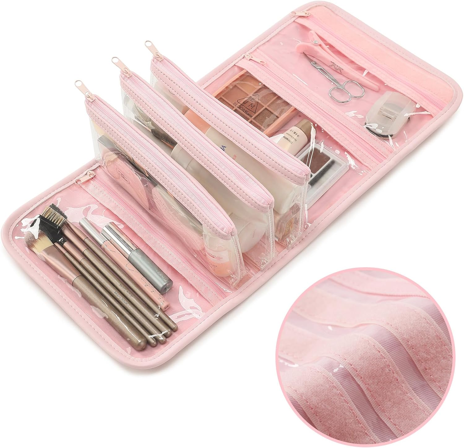 Vanfn Cosmetic Bags, Makeup Bag Cosmetic Bag for Women Cosmetic Travel Makeup Bag Large Travel Toiletry Bag for Girls Make up Bag Brush Bags P.Travel Series image number 3