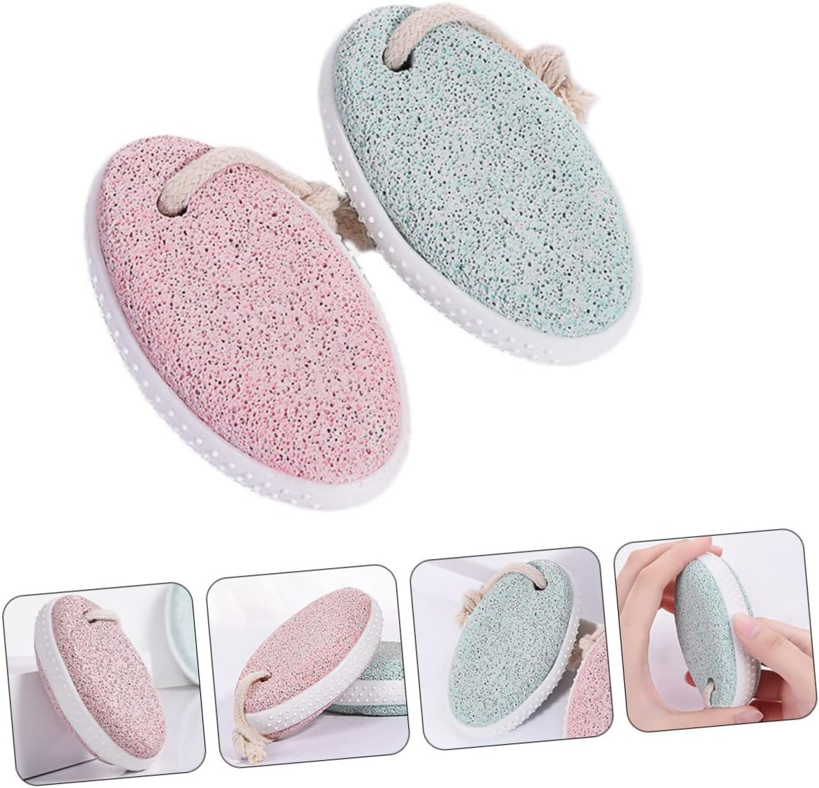 FOYTOKI 2Pcs Foot Pumice Stone Scrubber Natural Foot File for Callus Exfoliation Heel Cleaning Tool for Women Men image number 2