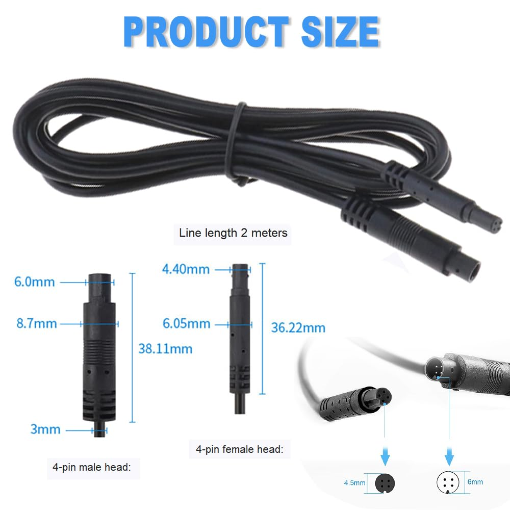 Wzenclave Camera Extension Cable 4 Pin Male to Female Rear View Camera Extension Cord Fit for 12V/24V Car Boat Motor Backup Camera & Monitor LED Lights CCTV System and Trucks Campers Trailers Vans ﻿ image number 4