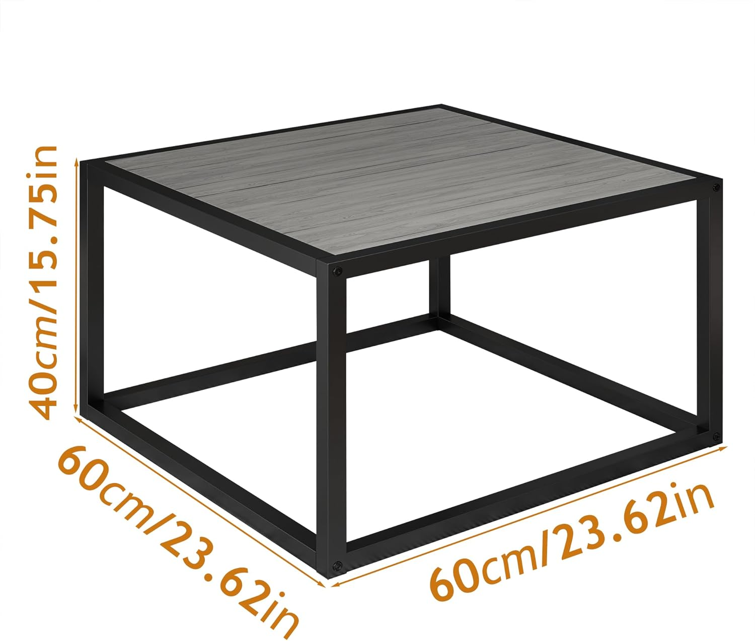 Diolong Square Coffee Table 2 Tier Wooden End Table, Central Table with Open Storage Space for Living Room, Modern Side Table, Grey image number 3
