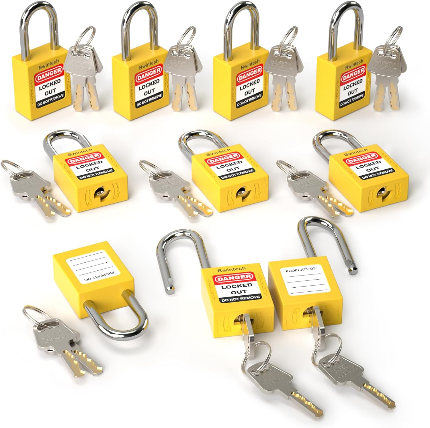 Pack of 10 38 Mm Encrypted Yellow Safety Padlock Lockout Tagout Lock for Lock Out Tag Out Stations and Devices image number 3