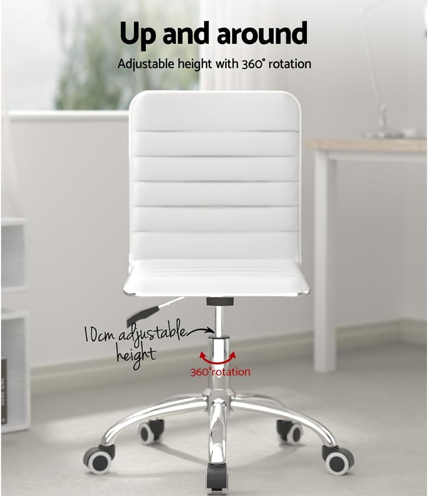 Artiss Ergonomic Office Chair, Leather Executive Desk Computer High Back Gaming Chairs with Wheels Swivel Height Adjustable Flip-Up Armrest, for Home Work Study Bedroom White